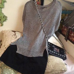 EUC Vince Silver Metallic Drop Shoulder Sweater